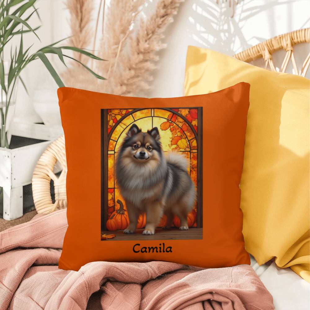 Wolf Sable Pomeranian indoor outdoor pillow, custom dog cushion, pet lover gift accent decor