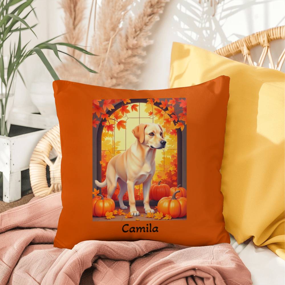 Yellow Labrador Retriever pillow, custom indoor outdoor lab cushion, cozy accent for pet lovers - MySisterIsASurvivor