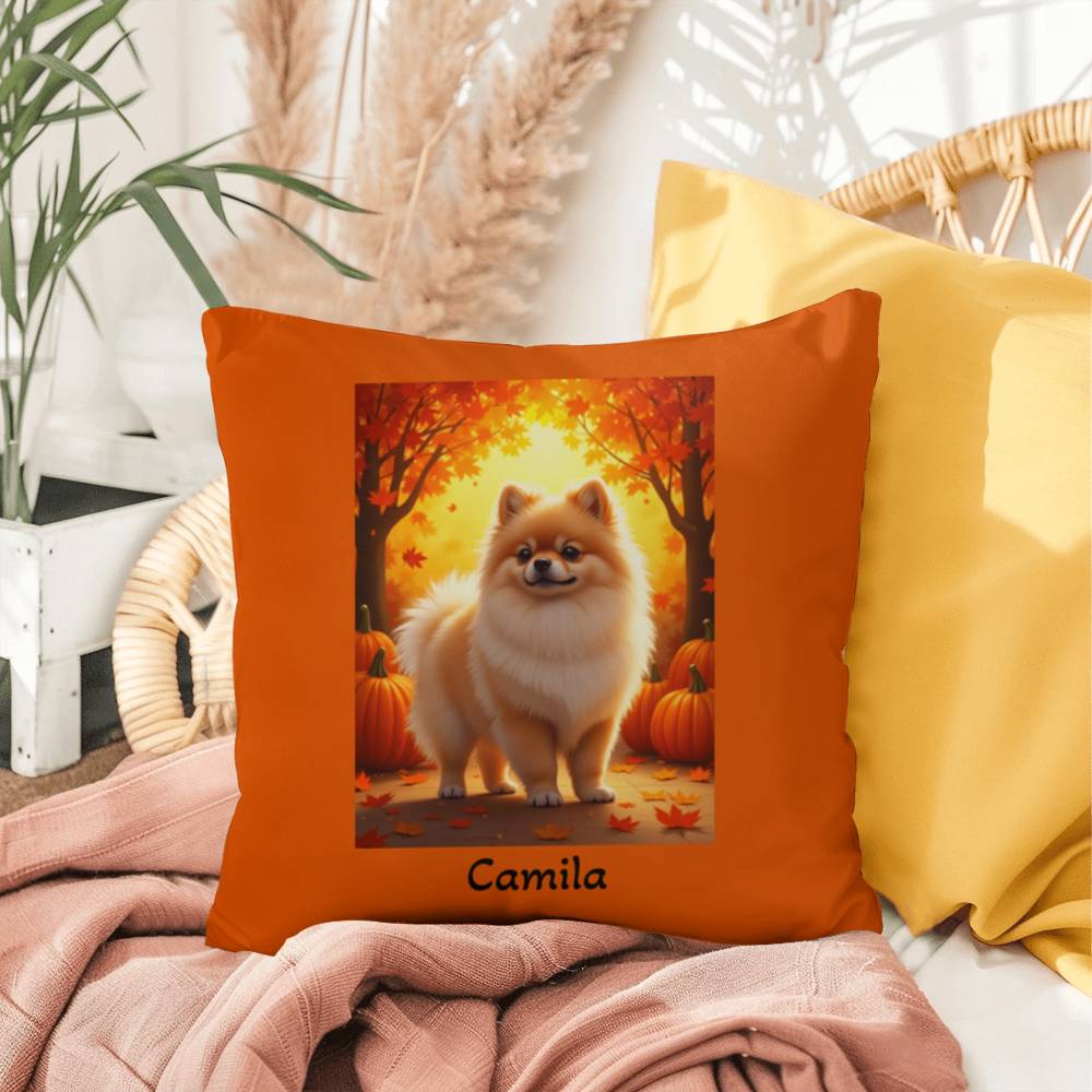 Cream Sable Pomeranian indoor outdoor pillow, custom dog cushion, pet lover accent throw pillow