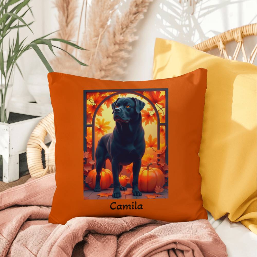 Black Rottweiler pillow, personalized indoor outdoor dog cushion for Rottie home accent - MySisterIsASurvivor