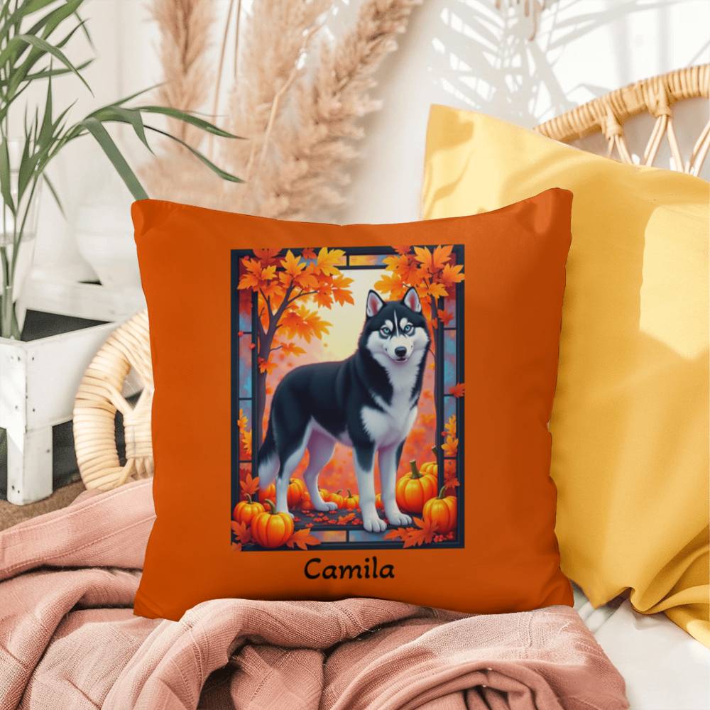 Black and White Husky pillow blue eyes, custom indoor outdoor dog cushion, gift for Husky fans - MySisterIsASurvivor