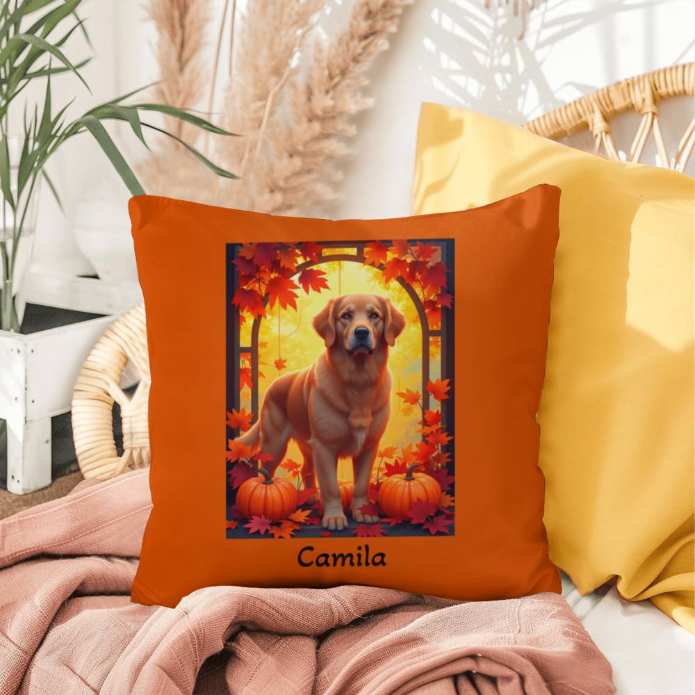 Dark Golden Retriever pillow, custom indoor outdoor dog cushion, water-resistant accent - MySisterIsASurvivor