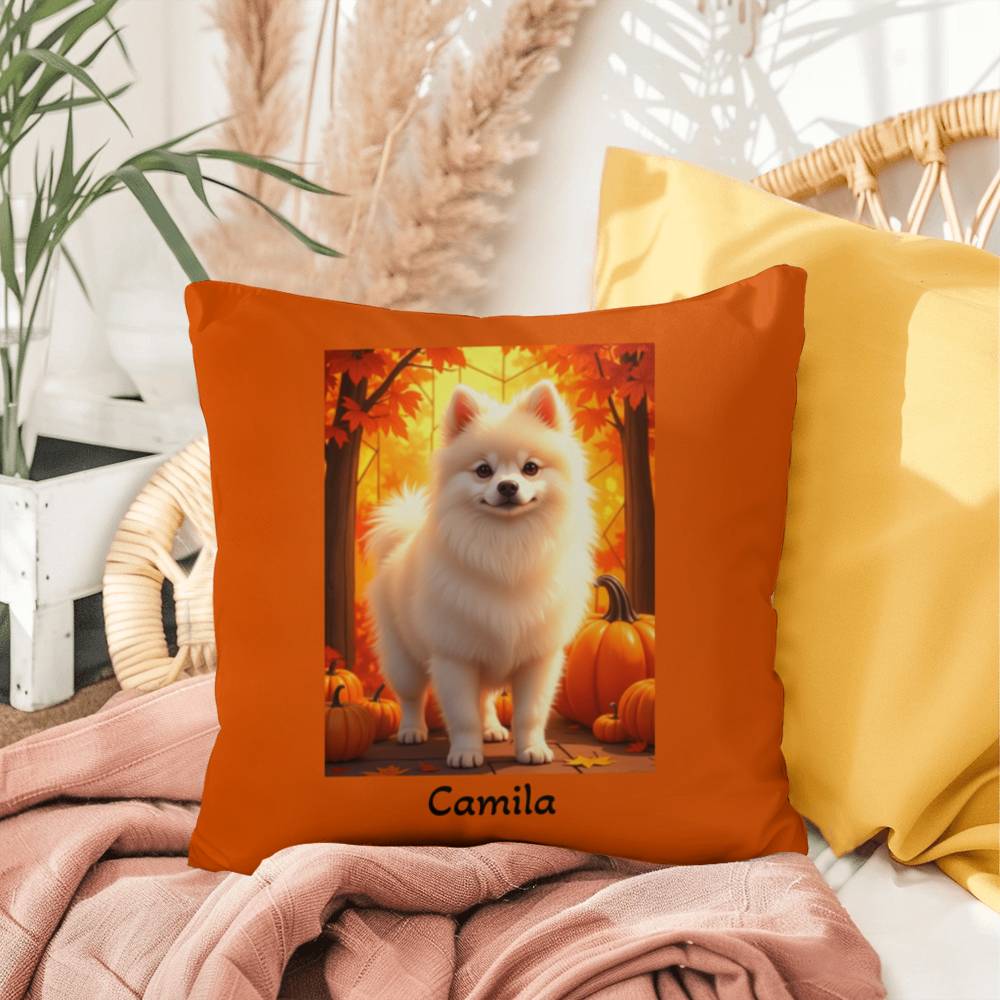 Cream Pomeranian indoor outdoor pillow, personalized dog cushion, cute pet lover gift decor