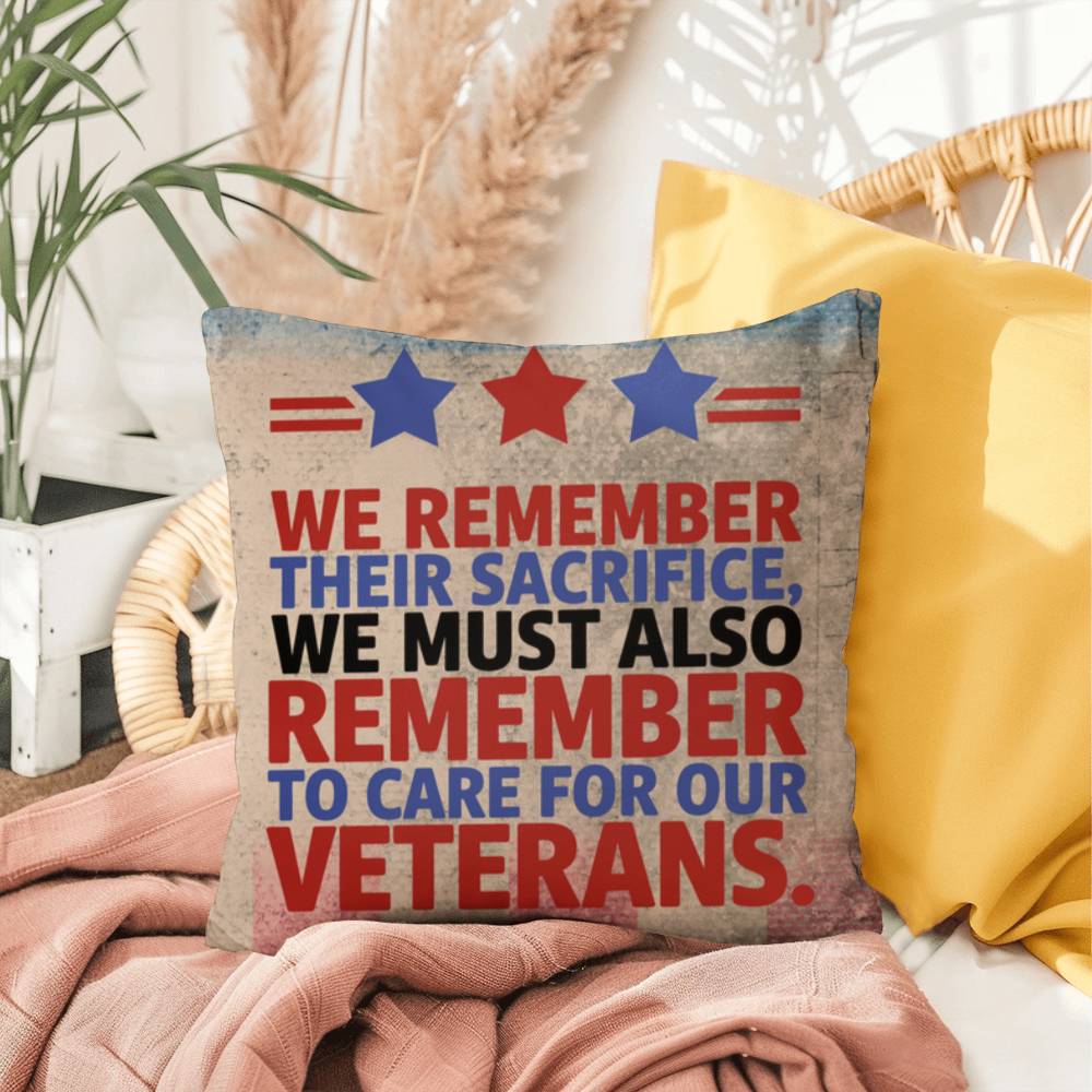 We Remember Their Sacrifice personalized pillow for veteran tribute, PTSD support, and Memorial Day remembrance