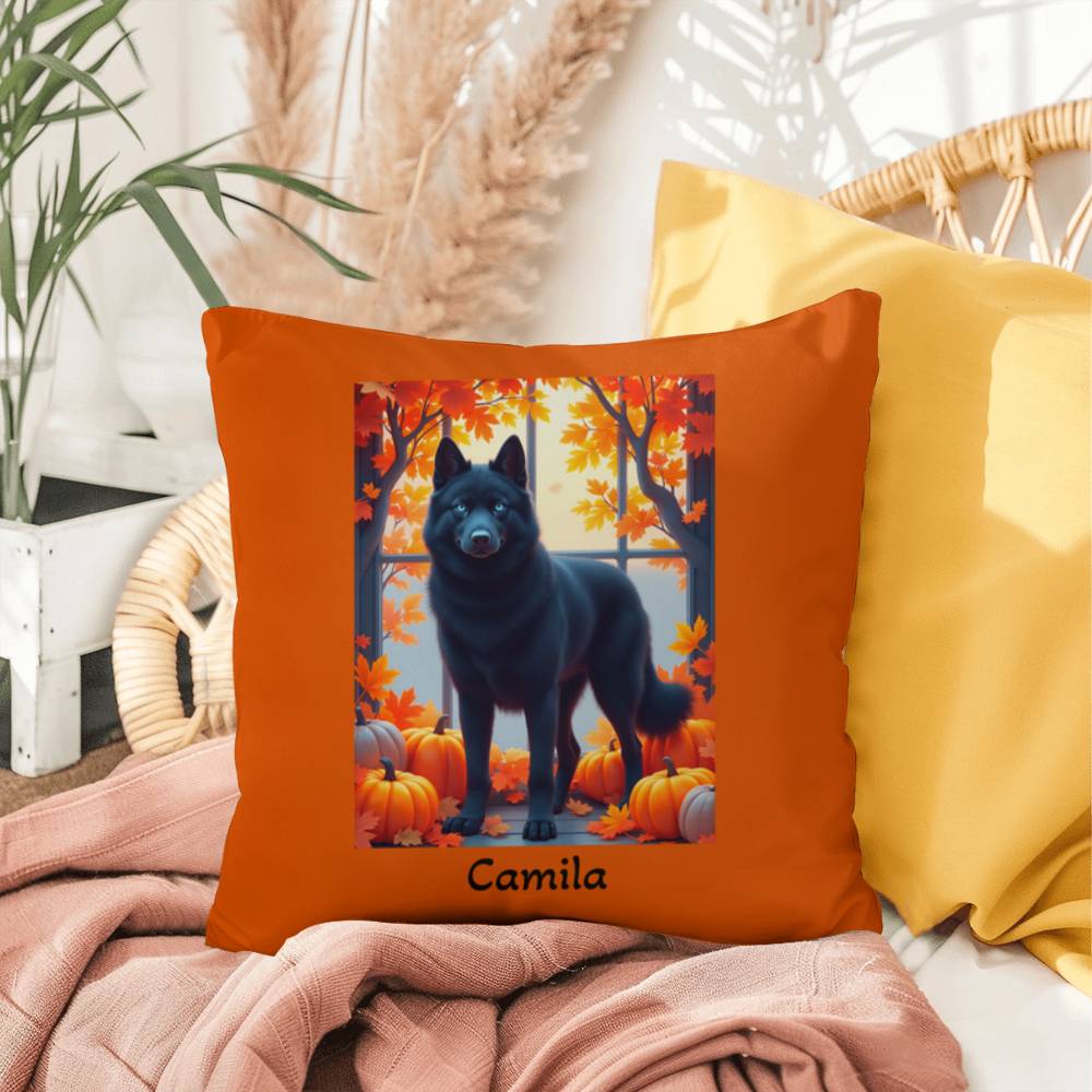 Black Siberian Husky pillow blue eyes, custom indoor outdoor Husky cushion for pet owners - MySisterIsASurvivor