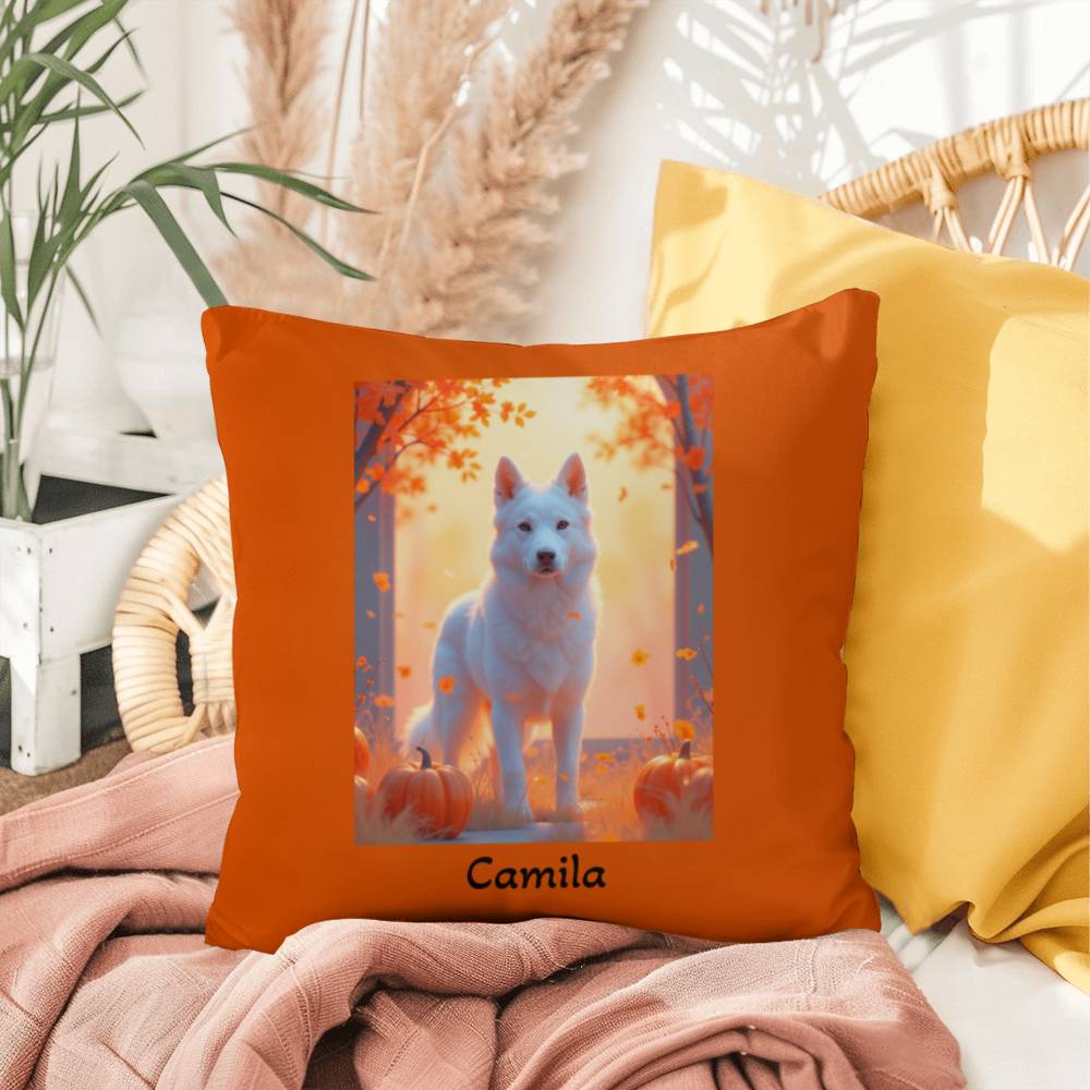 White German Shepherd pillow, personalized indoor outdoor GSD cushion, durable accent - MySisterIsASurvivor