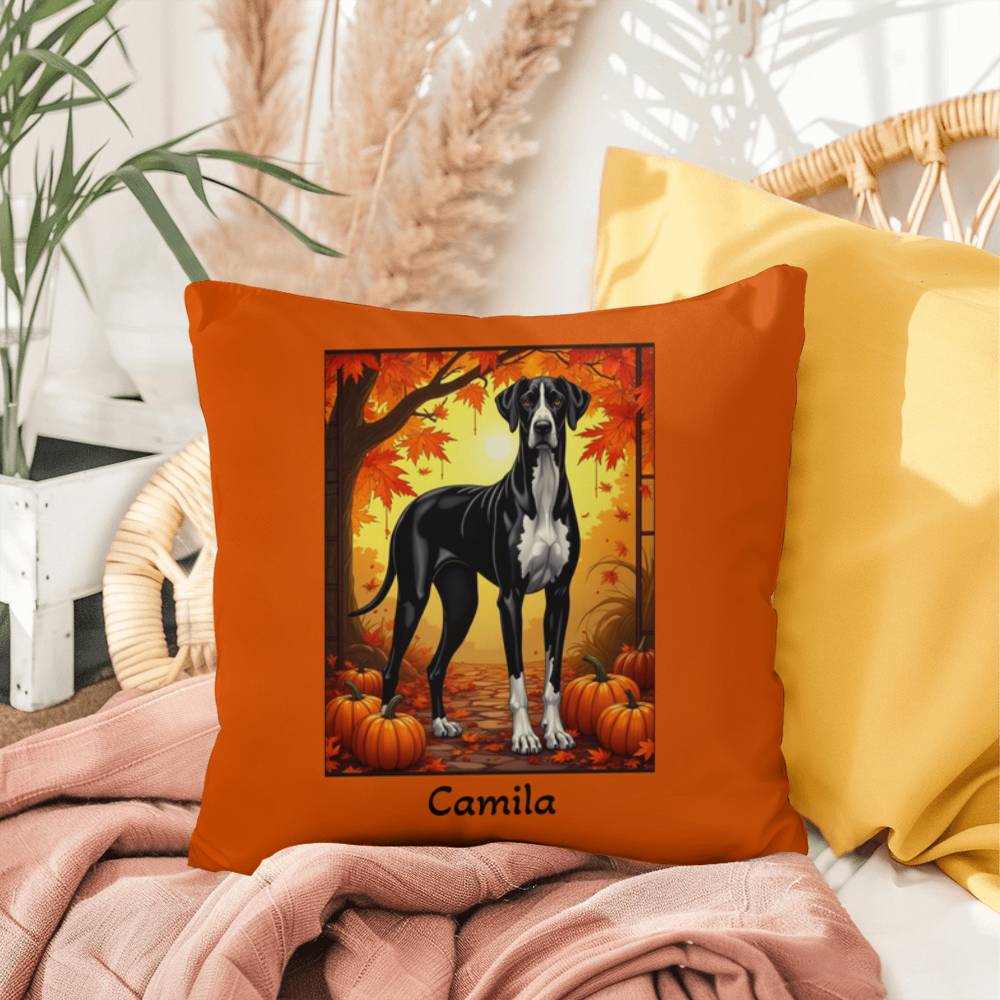 Great Dane Mantle Coat Throw Pillow, Personalized Indoor Outdoor Dog Cushion, Home Decor Accent