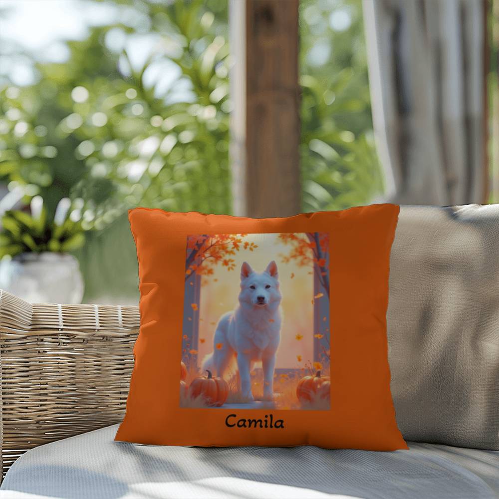 White German Shepherd pillow, personalized indoor outdoor GSD cushion, durable accent - MySisterIsASurvivor