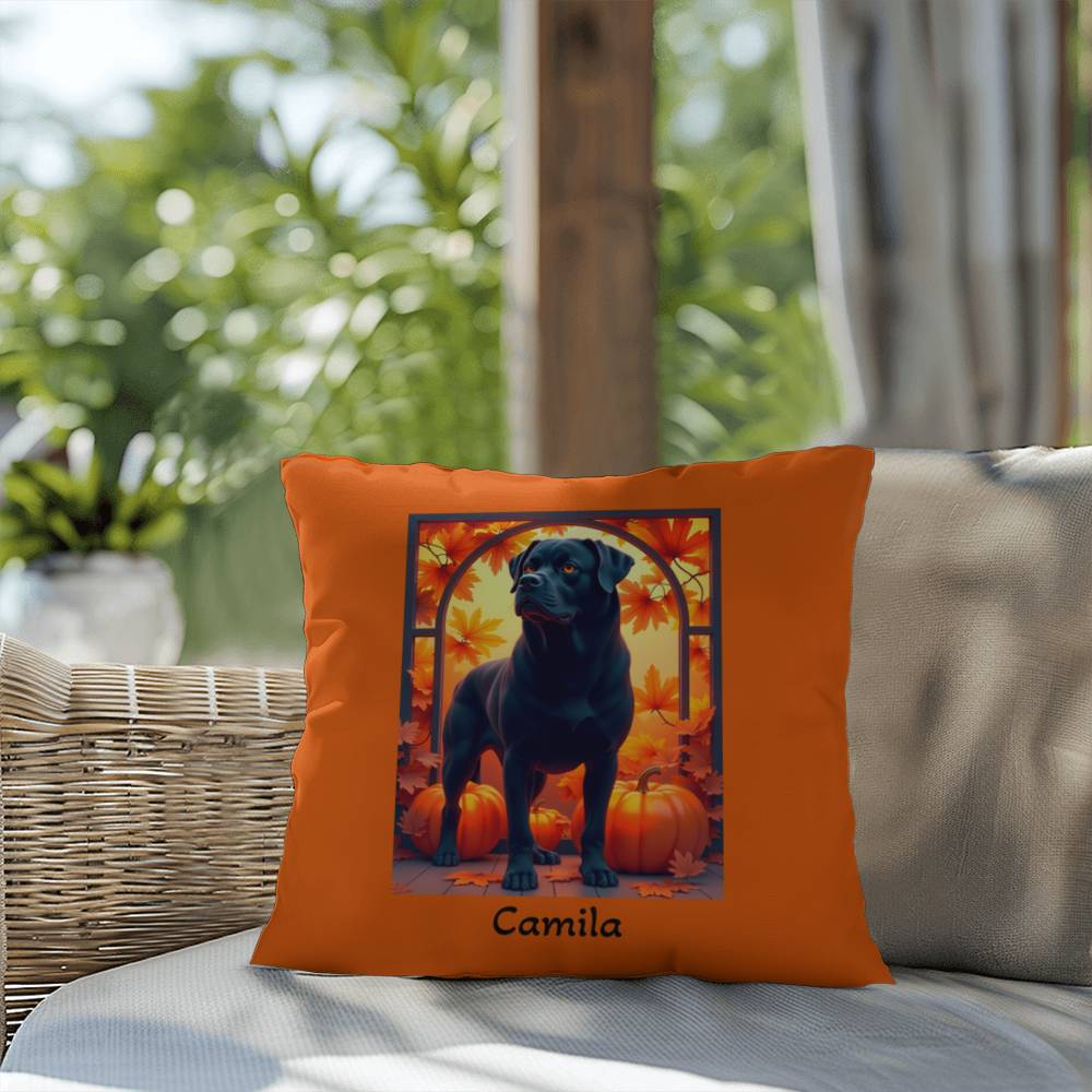 Black Rottweiler pillow, personalized indoor outdoor dog cushion for Rottie home accent - MySisterIsASurvivor