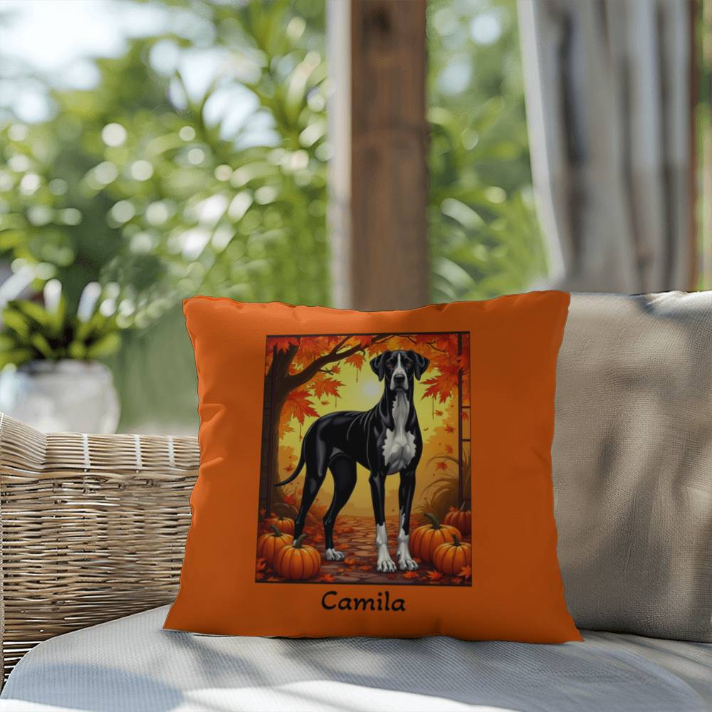Great Dane Mantle Coat Throw Pillow, Personalized Indoor Outdoor Dog Cushion, Home Decor Accent