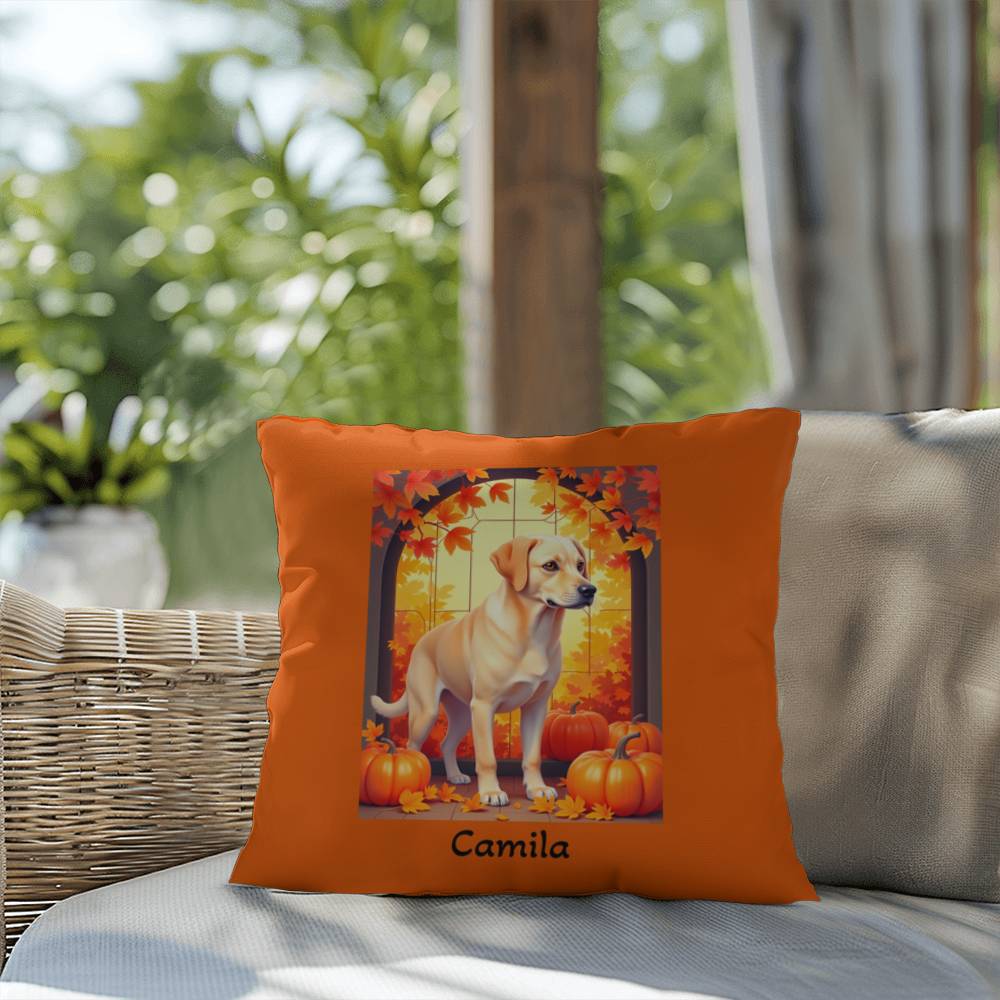 Yellow Labrador Retriever pillow, custom indoor outdoor lab cushion, cozy accent for pet lovers - MySisterIsASurvivor