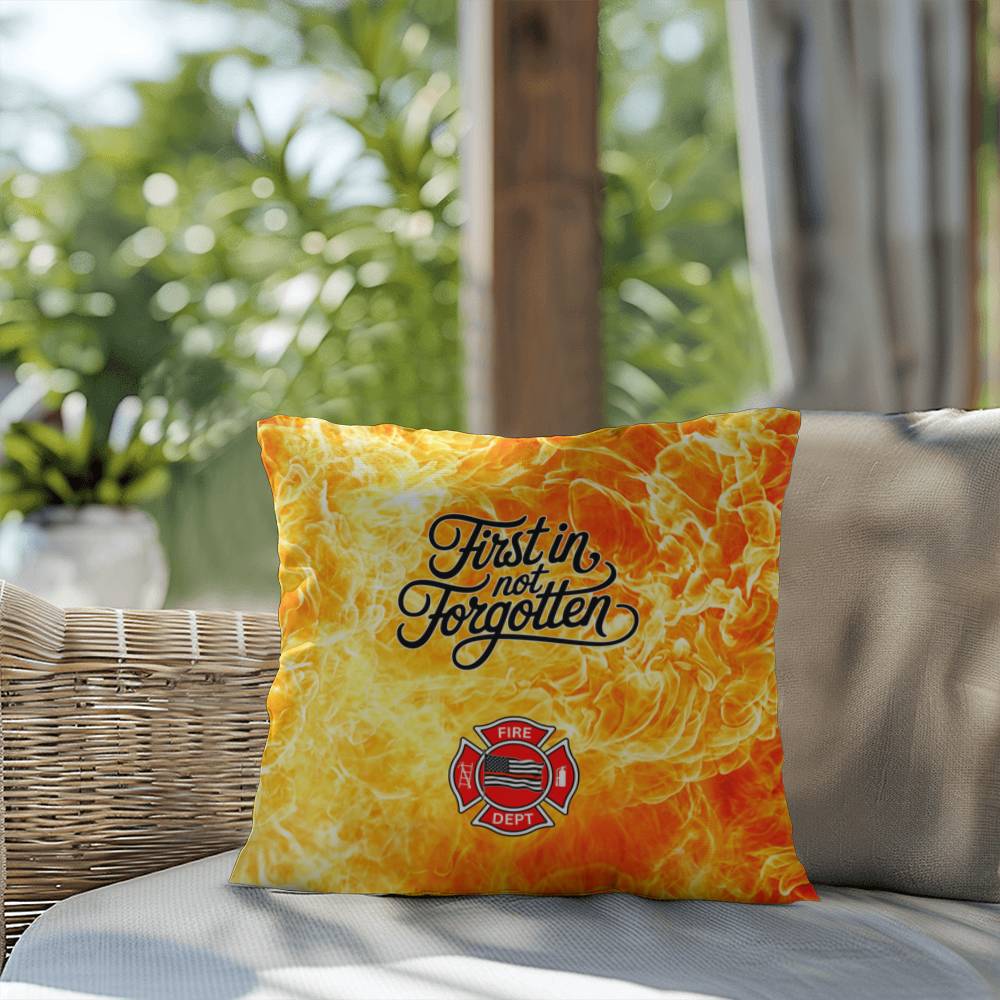 A custom pillow honoring first responders, reminding them that their contributions are never forgotten and they deserve mental health care.