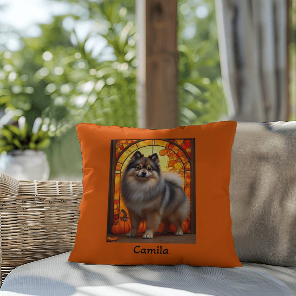 Wolf Sable Pomeranian indoor outdoor pillow, custom dog cushion, pet lover gift accent decor