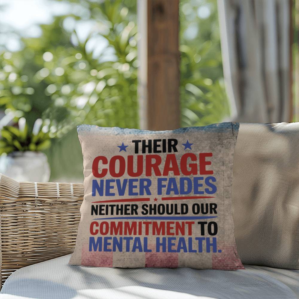 Their Courage Never Fades personalized veteran support pillow with military tribute and PTSD awareness message