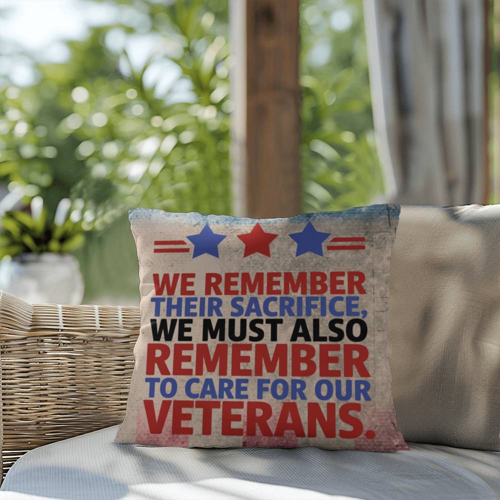 We Remember Their Sacrifice personalized pillow for veteran tribute, PTSD support, and Memorial Day remembrance