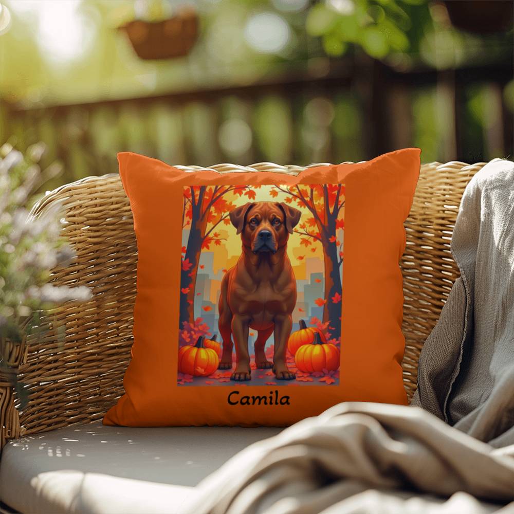 Rottweiler Red Coat Pillow, Durable Indoor Outdoor Dog Cushion, Personalized Pet Owner Gift