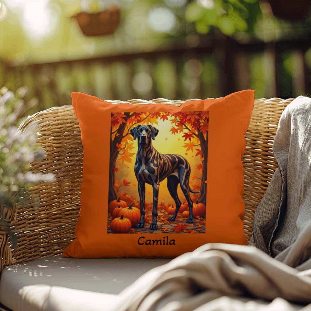 Great Dane Brindle Coat Throw Pillow, Personalized Indoor Outdoor Dog Cushion, Living Room Accent