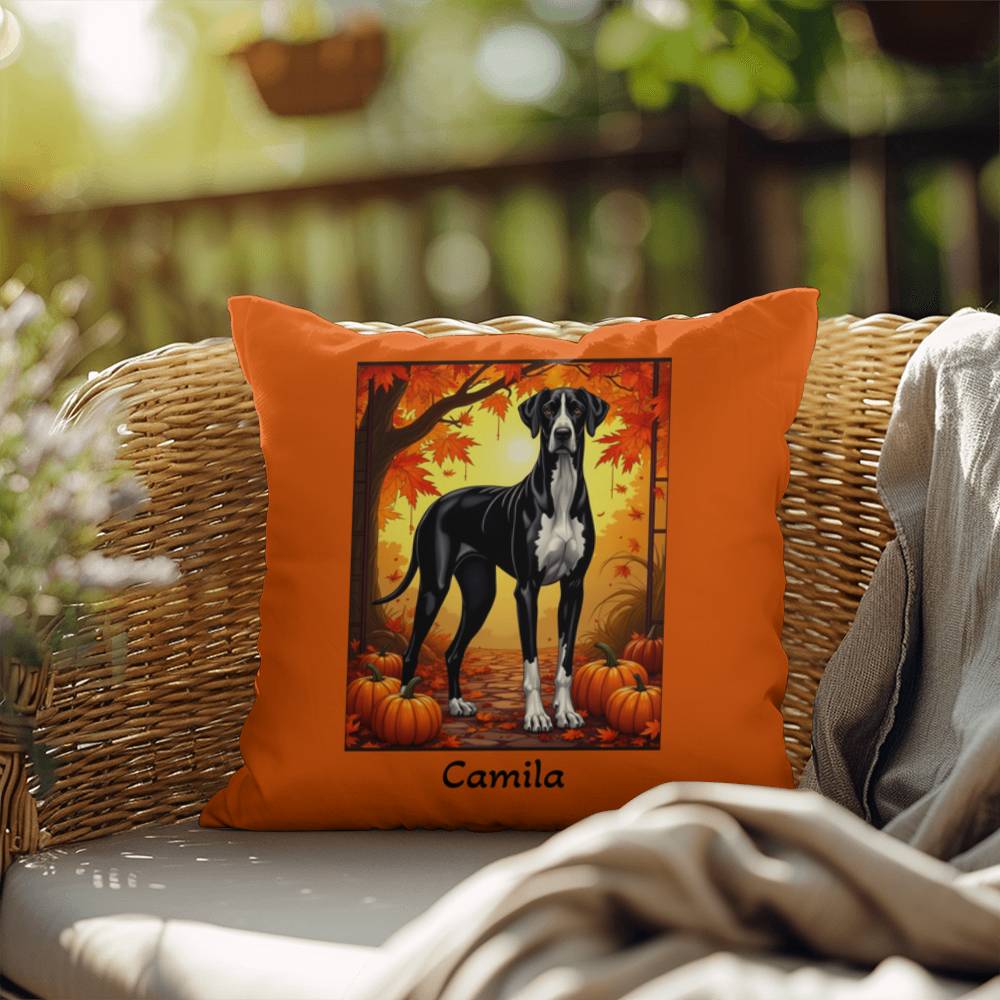 Great Dane Mantle Coat Throw Pillow, Personalized Indoor Outdoor Dog Cushion, Home Decor Accent