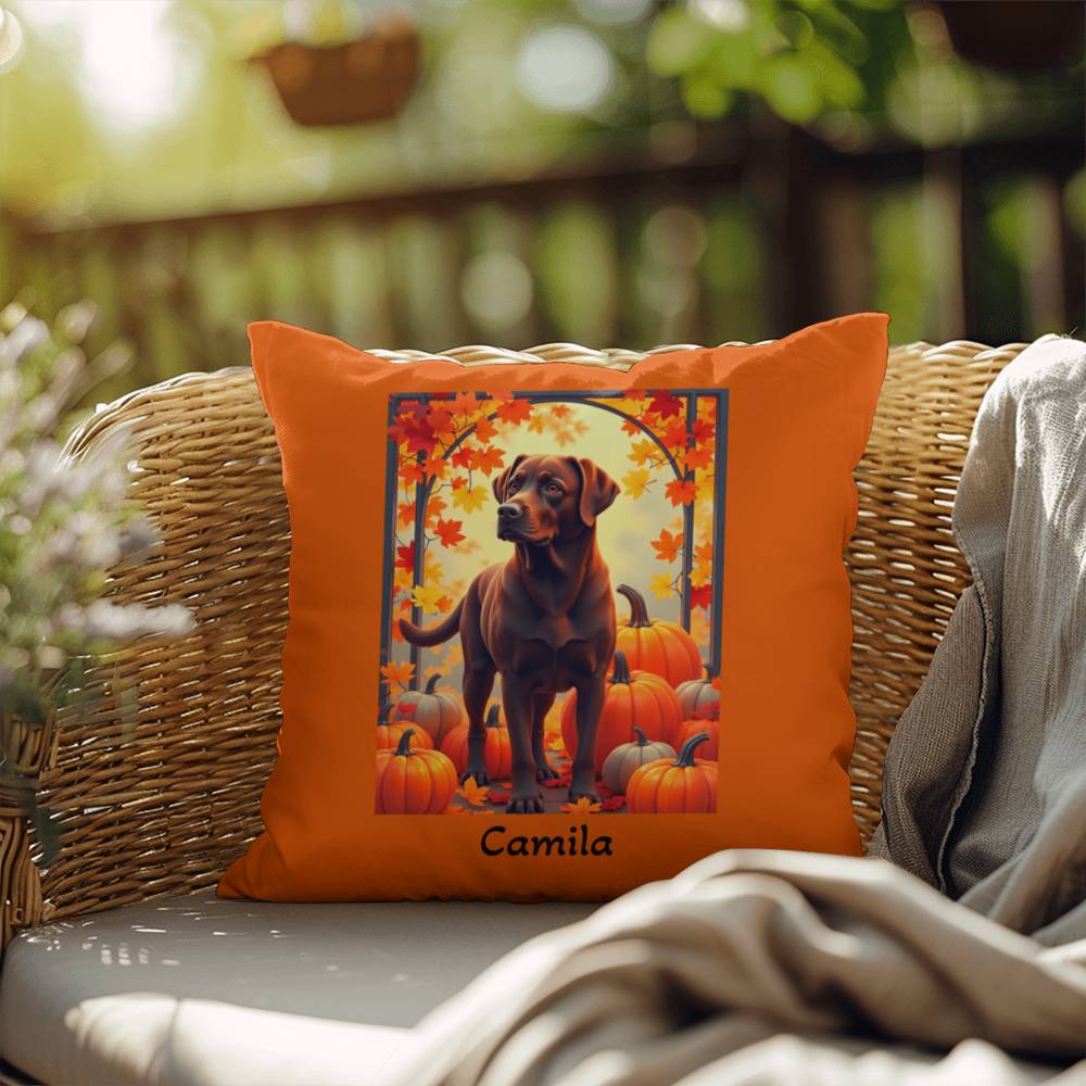 Chocolate Labrador Retriever pillow, personalized indoor outdoor lab dog cushion, home accent - MySisterIsASurvivor
