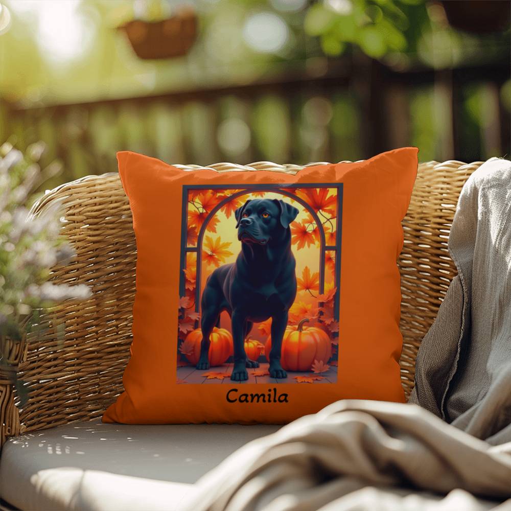 Black Rottweiler pillow, personalized indoor outdoor dog cushion for Rottie home accent - MySisterIsASurvivor