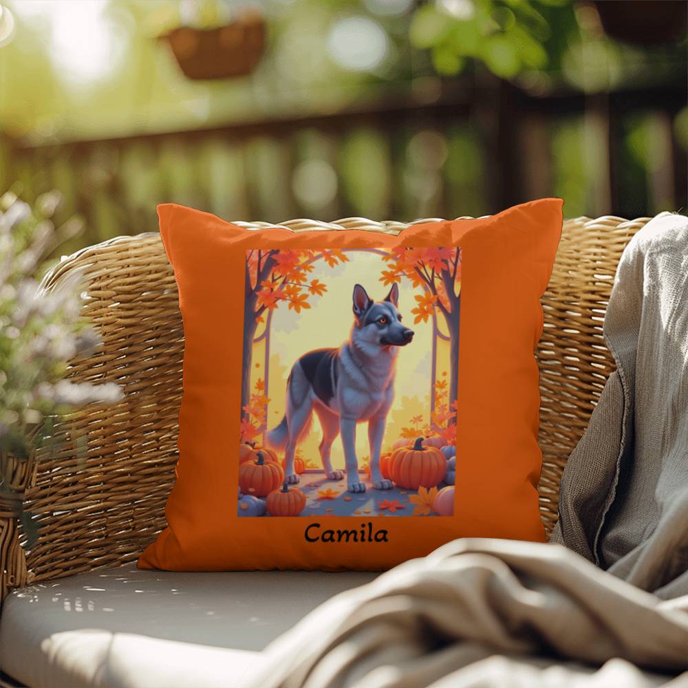 German Shepherd Black & Silver Coat Pillow, Custom Indoor Outdoor Dog Cushion for Dog Lovers