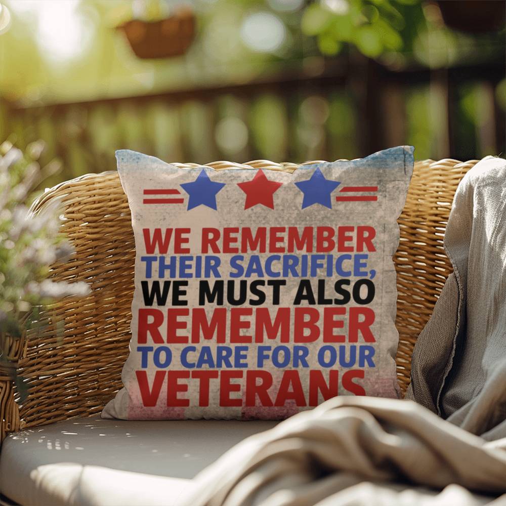 We Remember Their Sacrifice personalized pillow for veteran tribute, PTSD support, and Memorial Day remembrance