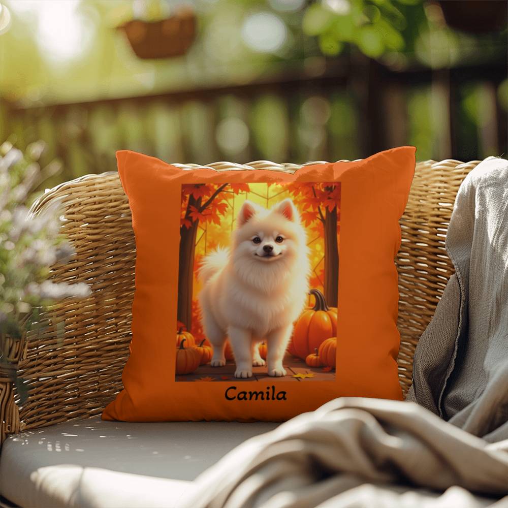 Cream Pomeranian indoor outdoor pillow, personalized dog cushion, cute pet lover gift decor