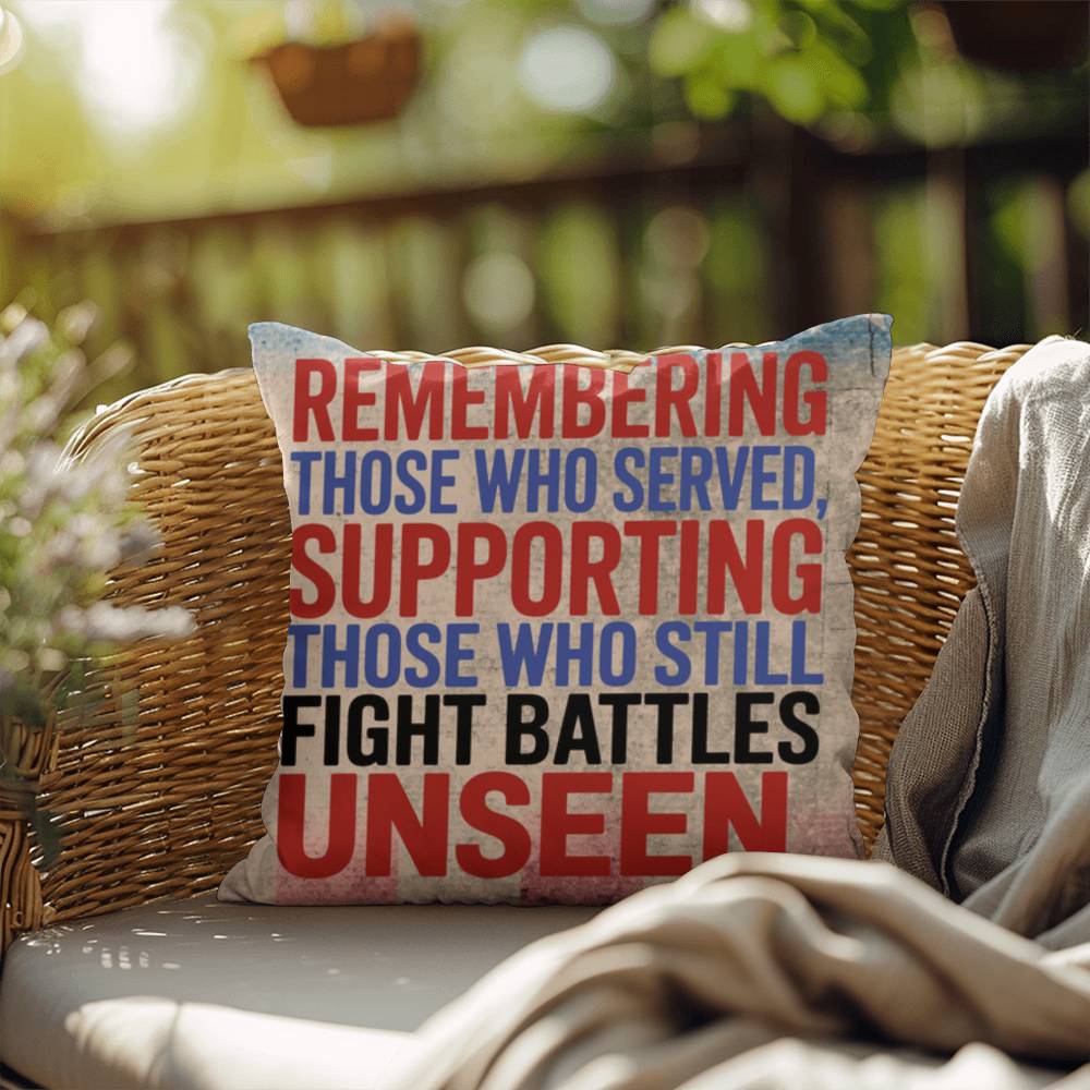 Remembering Those Who Served Patriotic Veteran Tribute Pillow - Military Home Decor - PTSD Awareness - MySisterIsASurvivor