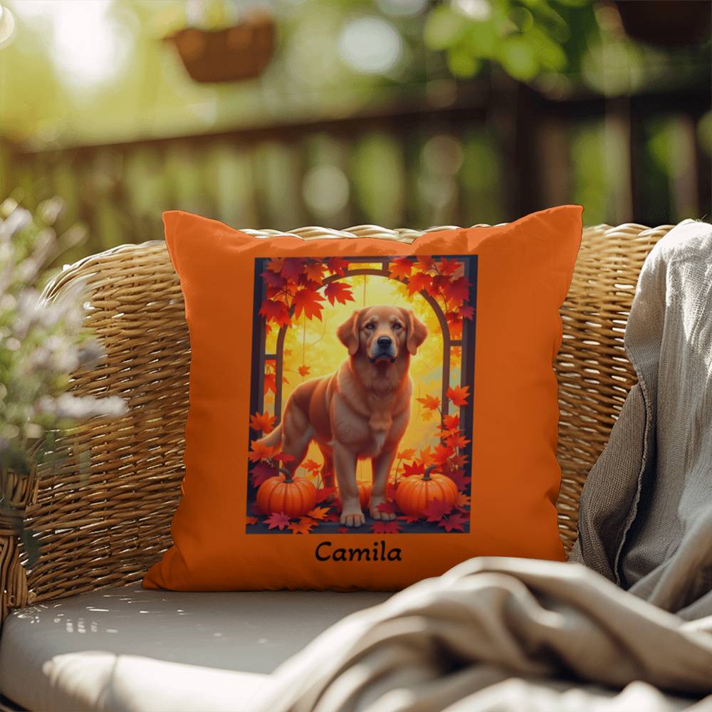 Dark Golden Retriever pillow, custom indoor outdoor dog cushion, water-resistant accent - MySisterIsASurvivor