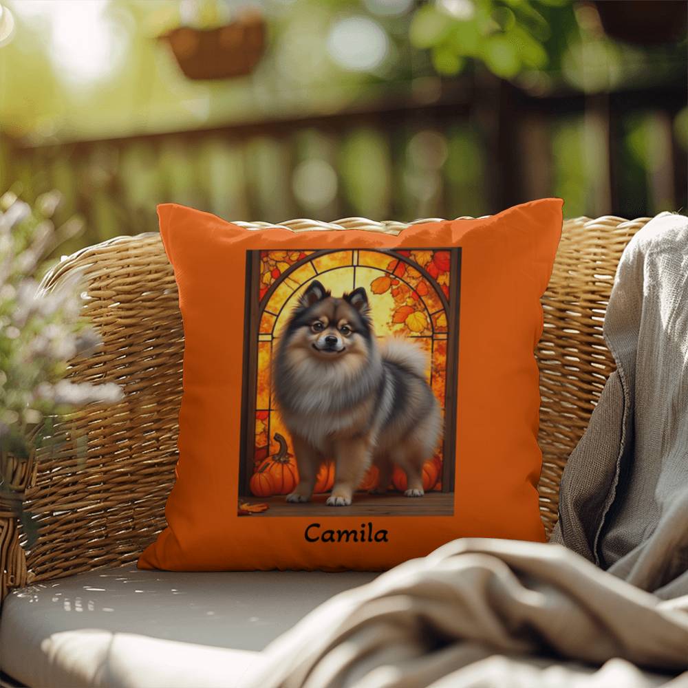 Wolf Sable Pomeranian indoor outdoor pillow, custom dog cushion, pet lover gift accent decor