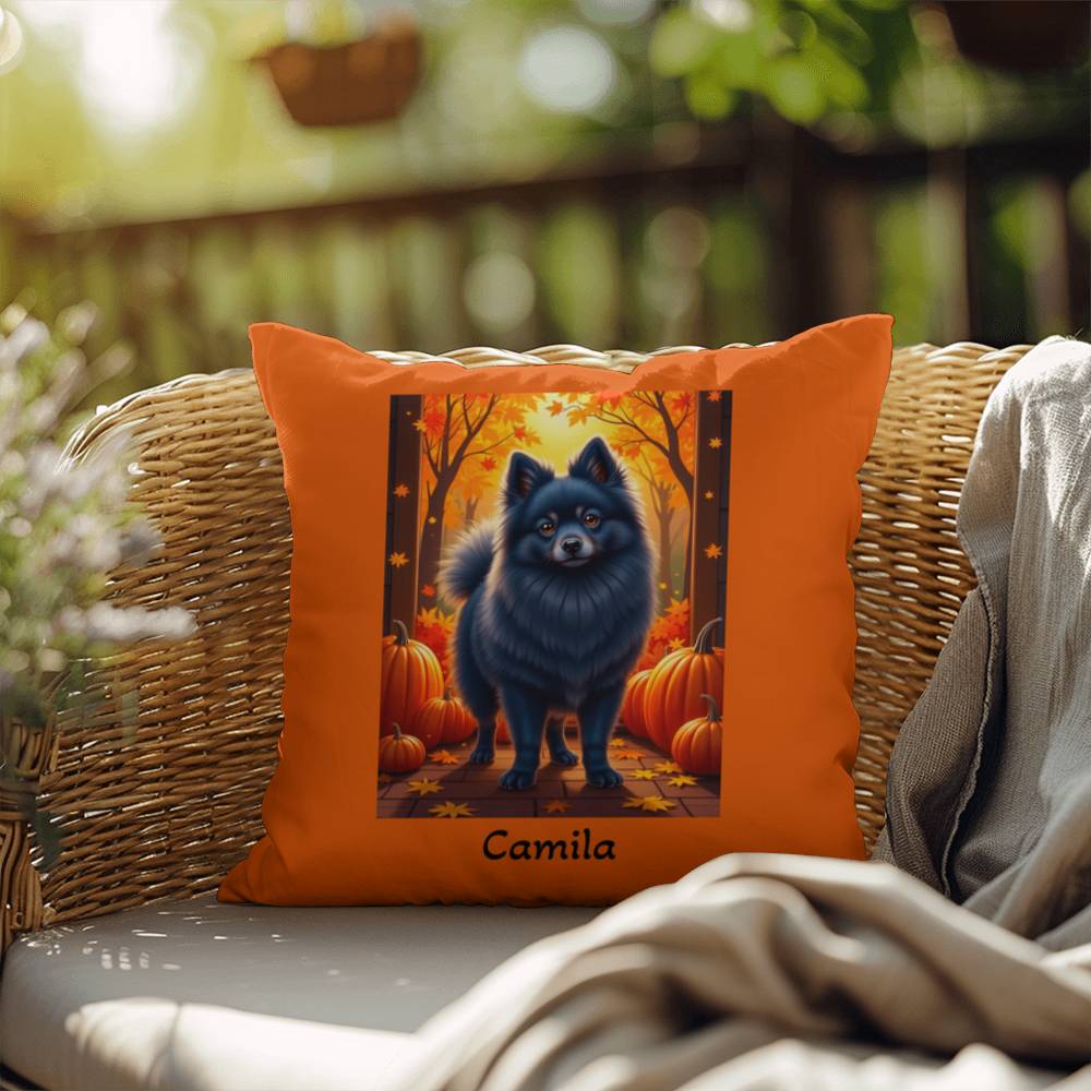 Blue Pomeranian indoor outdoor pillow, custom dog cushion, cute pet lover accent throw pillow