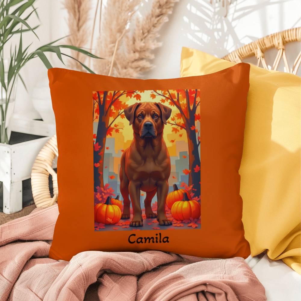 Rottweiler Red Coat Pillow, Durable Indoor Outdoor Dog Cushion, Personalized Pet Owner Gift