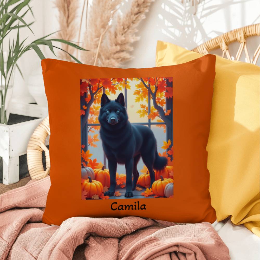 Black Siberian Husky pillow blue eyes, custom indoor outdoor Husky cushion for pet owners - MySisterIsASurvivor