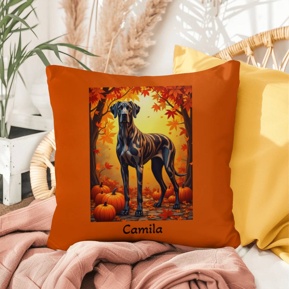 Great Dane Brindle Coat Throw Pillow, Personalized Indoor Outdoor Dog Cushion, Living Room Accent