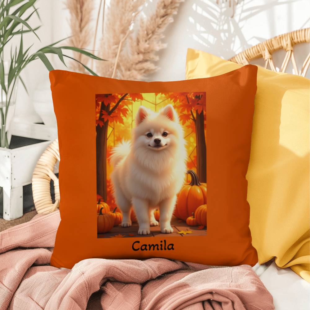 Cream Pomeranian indoor outdoor pillow, personalized dog cushion, cute pet lover gift decor