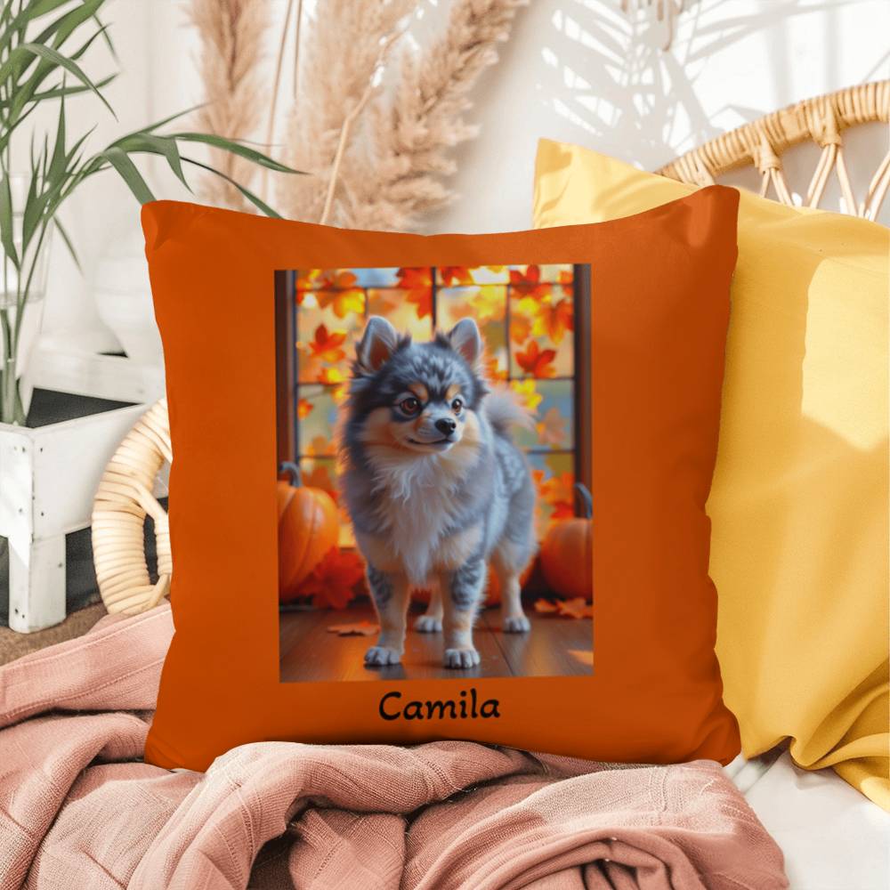 Blue Merle and Tan Pomeranian indoor outdoor pillow, personalized dog cushion, pet lover decor