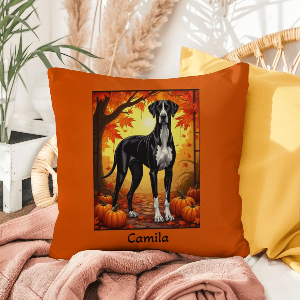 Great Dane Mantle Coat Throw Pillow, Personalized Indoor Outdoor Dog Cushion, Home Decor Accent