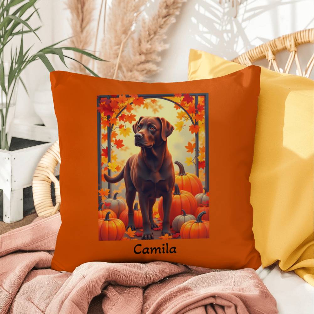 Chocolate Labrador Retriever pillow, personalized indoor outdoor lab dog cushion, home accent - MySisterIsASurvivor