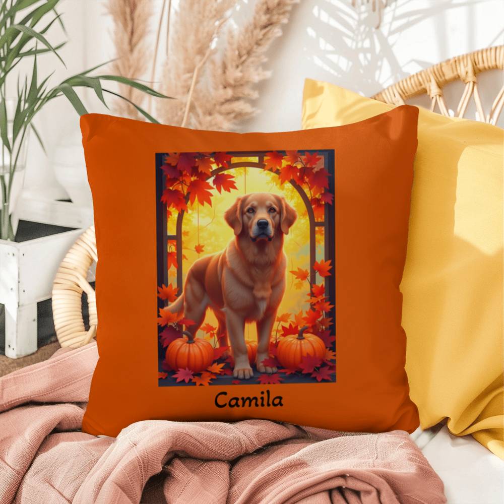 Dark Golden Retriever pillow, custom indoor outdoor dog cushion, water-resistant accent - MySisterIsASurvivor