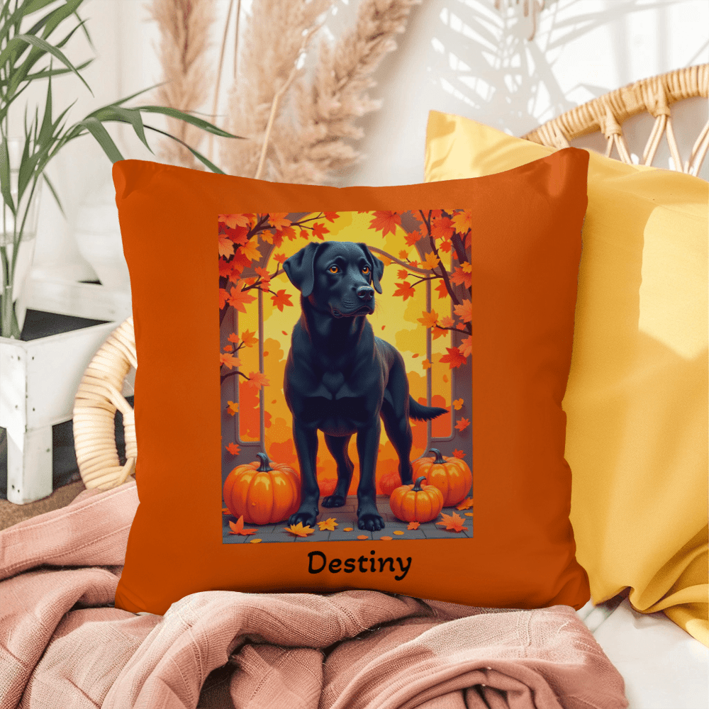 Black Labrador Retriever pillow, personalized indoor outdoor dog cushion for lab lovers - MySisterIsASurvivor