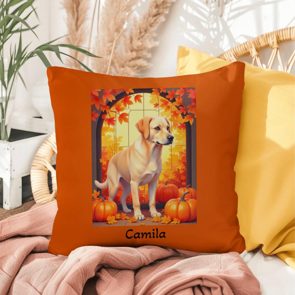 Yellow Labrador Retriever pillow, custom indoor outdoor lab cushion, cozy accent for pet lovers - MySisterIsASurvivor