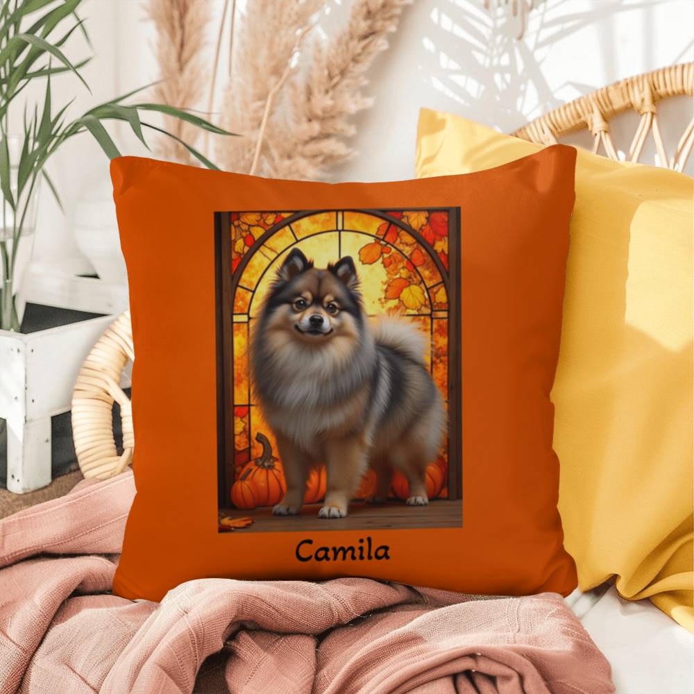 Wolf Sable Pomeranian indoor outdoor pillow, custom dog cushion, pet lover gift accent decor