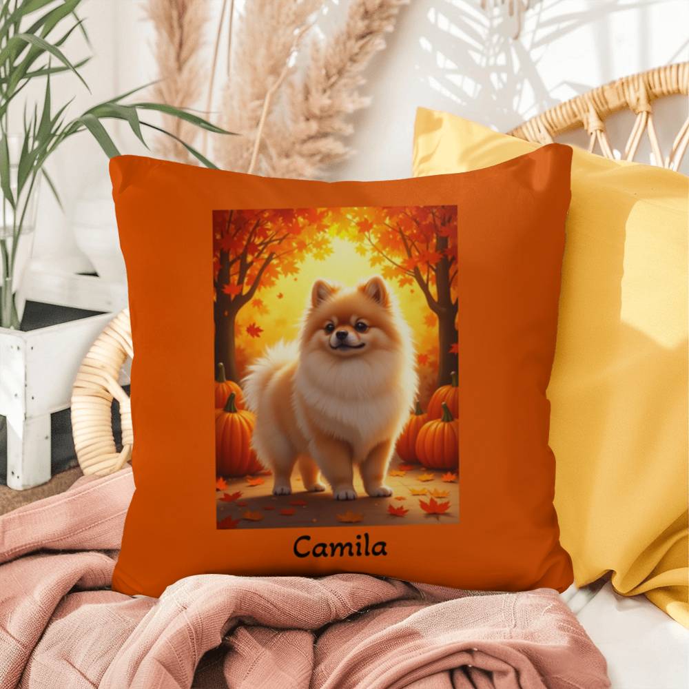 Cream Sable Pomeranian indoor outdoor pillow, custom dog cushion, pet lover accent throw pillow