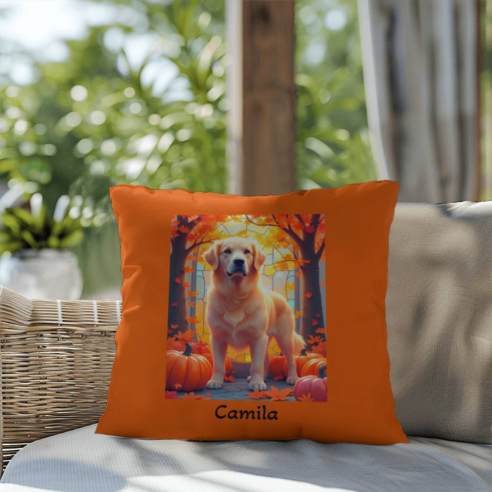 Light Golden Retriever pillow, custom indoor outdoor Retriever dog cushion, water-resistant - MySisterIsASurvivor