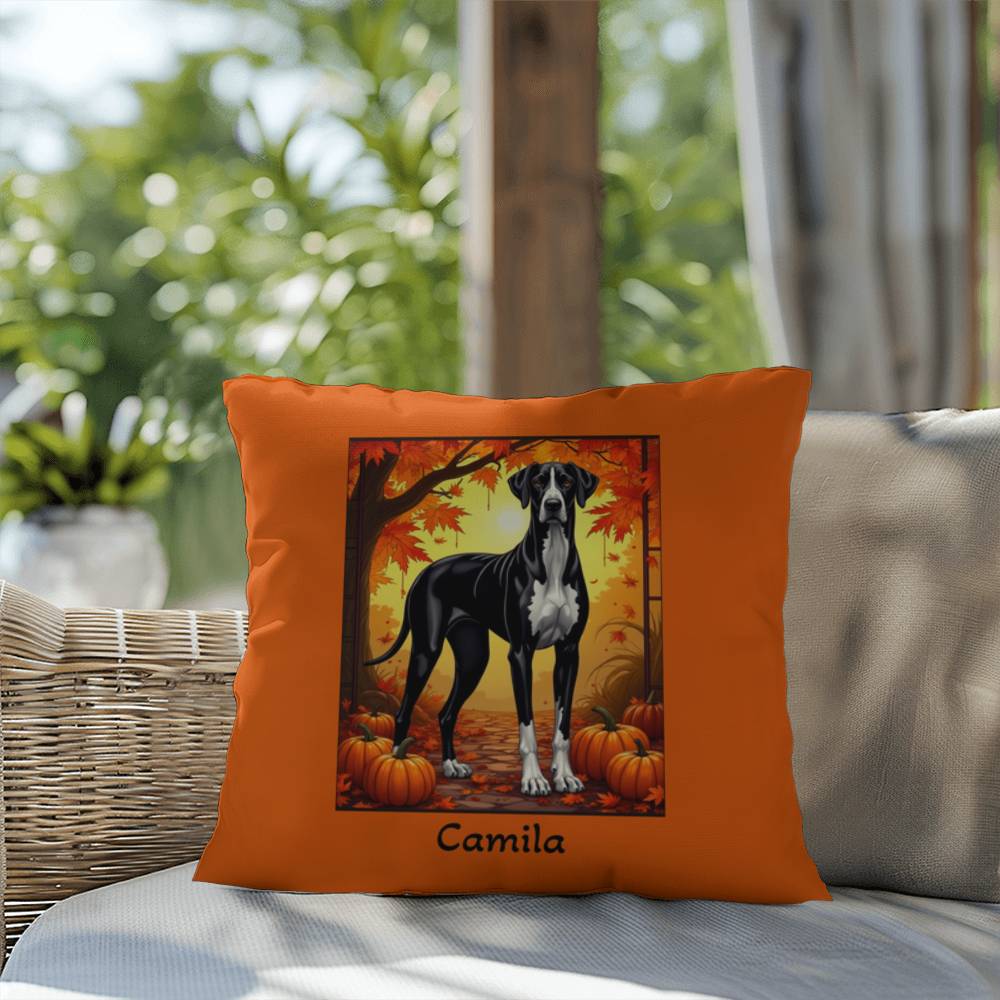 Great Dane Mantle Coat Throw Pillow, Personalized Indoor Outdoor Dog Cushion, Home Decor Accent