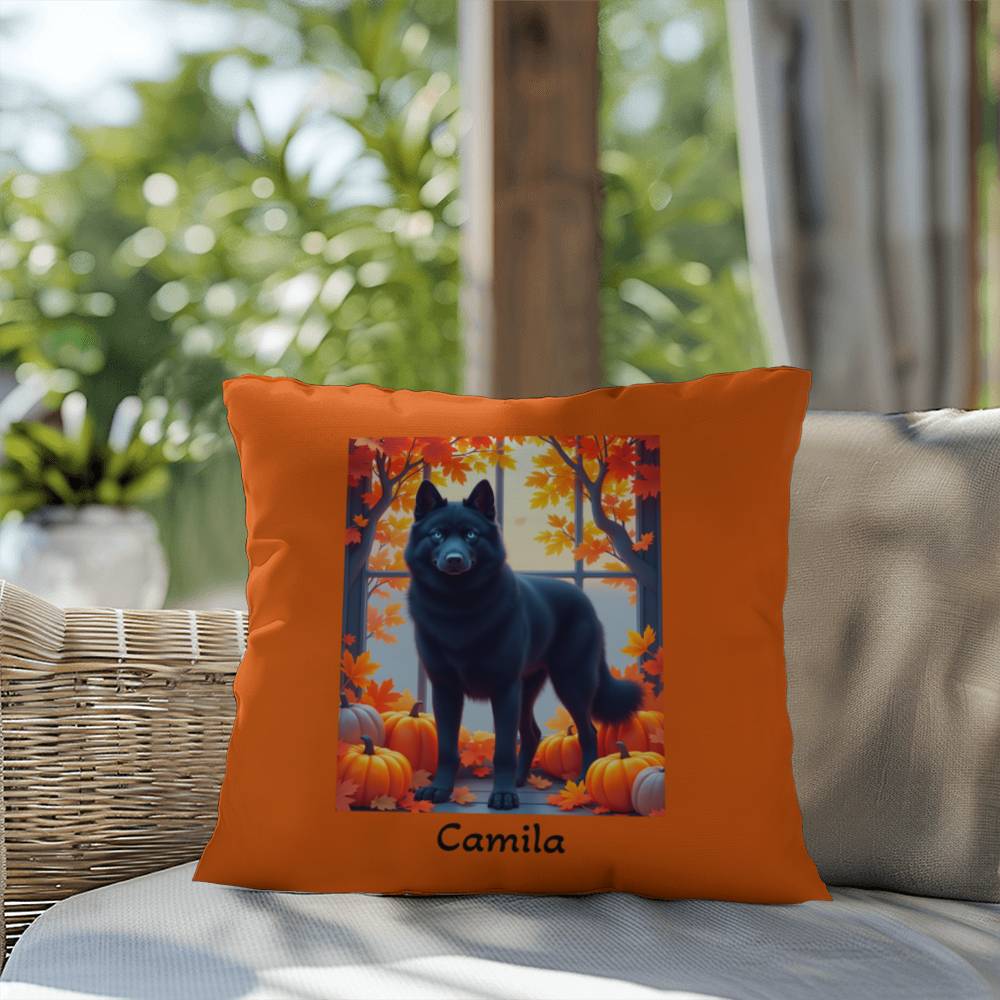 Black Siberian Husky pillow blue eyes, custom indoor outdoor Husky cushion for pet owners - MySisterIsASurvivor