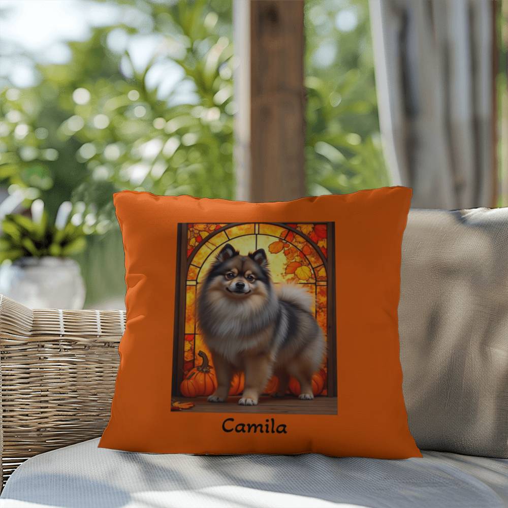 Wolf Sable Pomeranian indoor outdoor pillow, custom dog cushion, pet lover gift accent decor