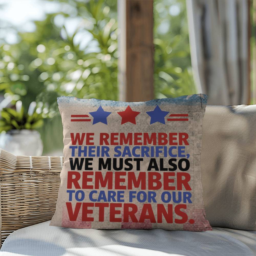 We Remember Their Sacrifice personalized pillow for veteran tribute, PTSD support, and Memorial Day remembrance