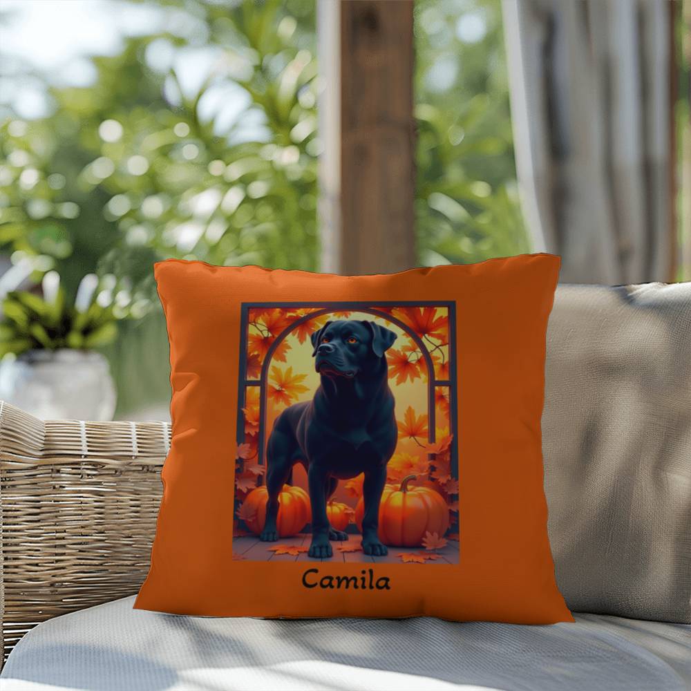 Black Rottweiler pillow, personalized indoor outdoor dog cushion for Rottie home accent - MySisterIsASurvivor