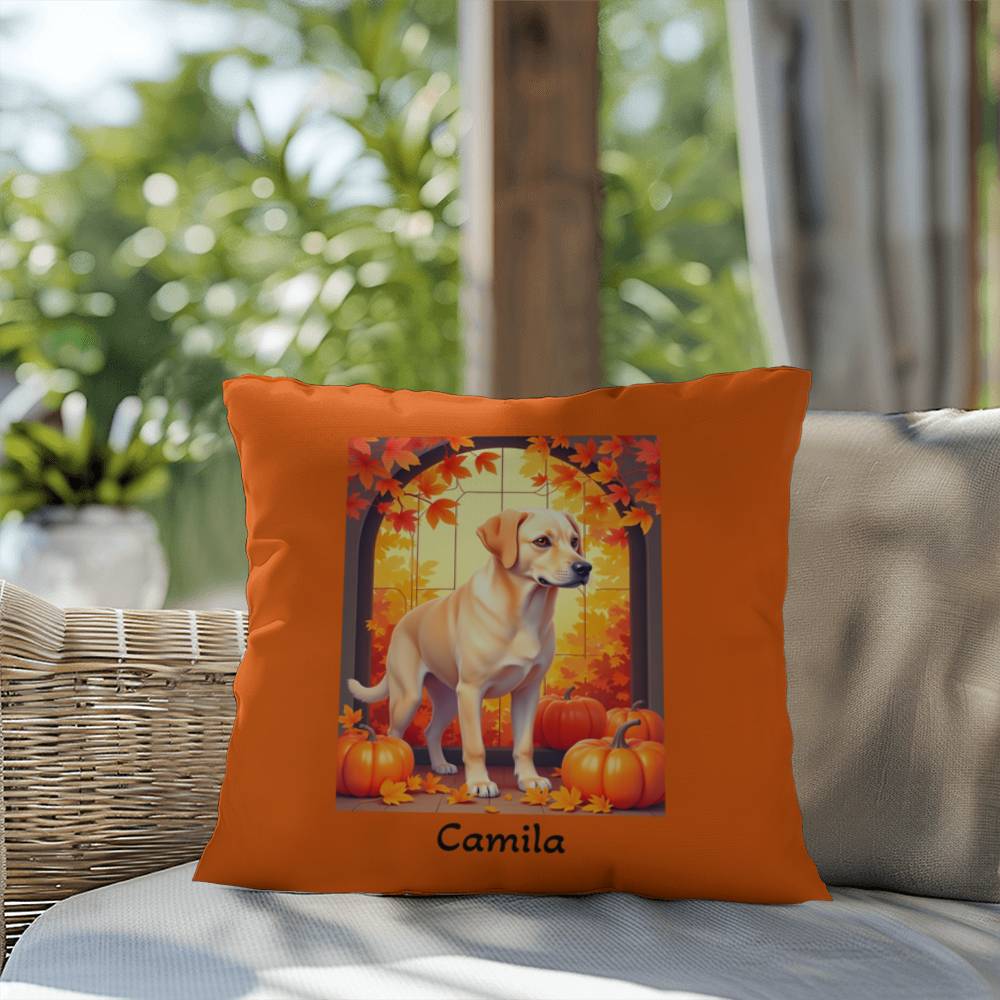 Yellow Labrador Retriever pillow, custom indoor outdoor lab cushion, cozy accent for pet lovers - MySisterIsASurvivor
